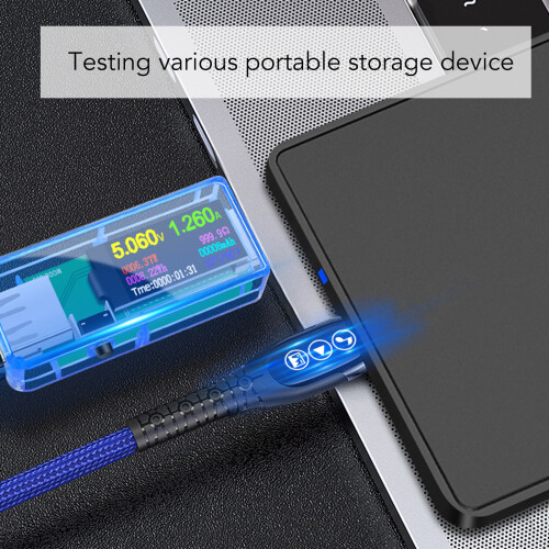 Tester USB U96, 5A, 32,5V, Schermo IPS da 12800px, Custodia Blu 1