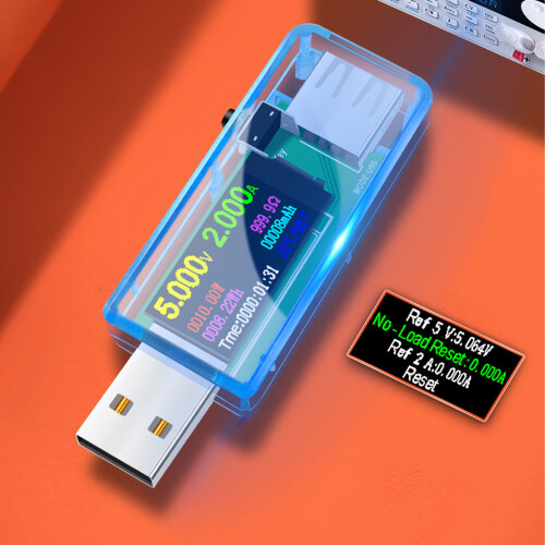 Tester USB U96, 5A, 32,5V, Schermo IPS da 12800px, Custodia Blu 2