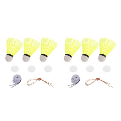 2Stk Trainingsgerät Badminton Elastisch Solo Reboundball Gelb 2