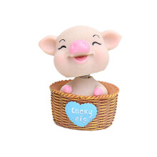 3Stk Resin Schwein Ornament Mehrfarbig Auto Kopf Wackelnd