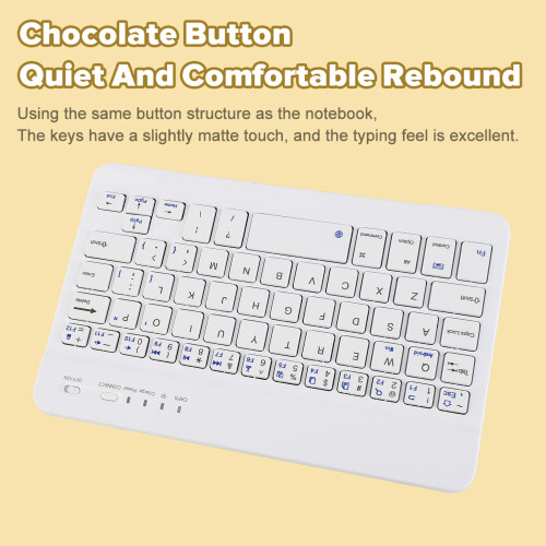 Wireless 7 Inch Bluetooth Keyboard, Ultra Thin, White, Compact & Mute 2