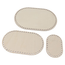Wooden Oval Bases for Crochet Bags - 3 Pack for Craft Projects