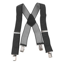 Simple Style Men's Dress Suspenders X Back 2in Wide Black Design