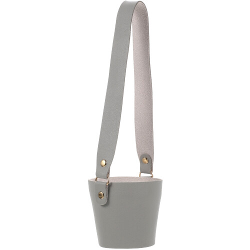 2Stk Graue PU Leder Coffee Cup Holder Mit Tragegriff Für Zuhause 2