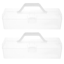 2St Slijtvaste Plastic Bewaarbox Met Handvat Voor Schoolbenodigdheden