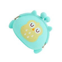 kawaii dieren siliconen muntportemonnee - lichtgroen (uil)