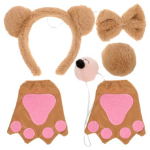 3Sets Zachte Stoffen Beer Oren Hoofdband En Voor Dress Up