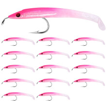 SUNMILE Falso Fishing Lure Sea Fishing Lure Bait Hook con Anguilla Bionic Bait 5Cm / 0.6G T Coda Morbida 'Insetto di Simulazione Bait 15PZ Rosa