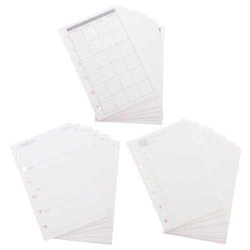 5St A7 Dagelijkse Wekelijkse Planner Navullingen Wit 6 Ring Pocket 1