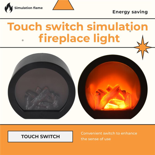 Flameless LED Fireplace Lantern Simulation LED Table Fireplace LED Lantern with Realistic Flame Simulation Decorative 1