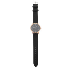 Raindrops Casual Wrist Watch Wristwatch Black Leather 1pack 9.3x1.6in