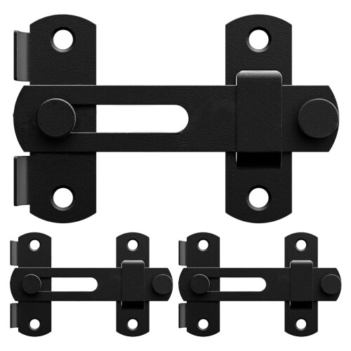 Locks Voor Deuren Bolt Latch Zwart RVS 3 Stuks 2