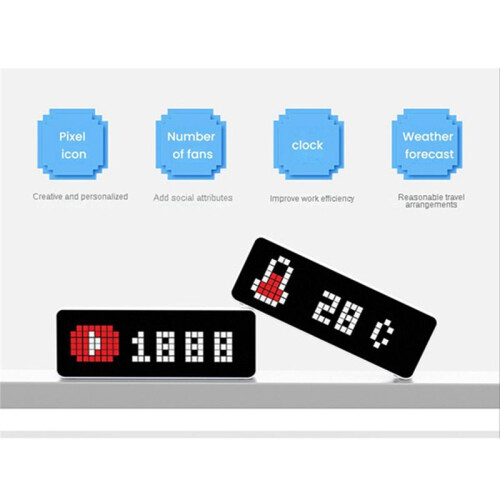 TC001  Pixel Clock Youtube-Följare Simultan Pixelated Message Display  Desktop Clock 2