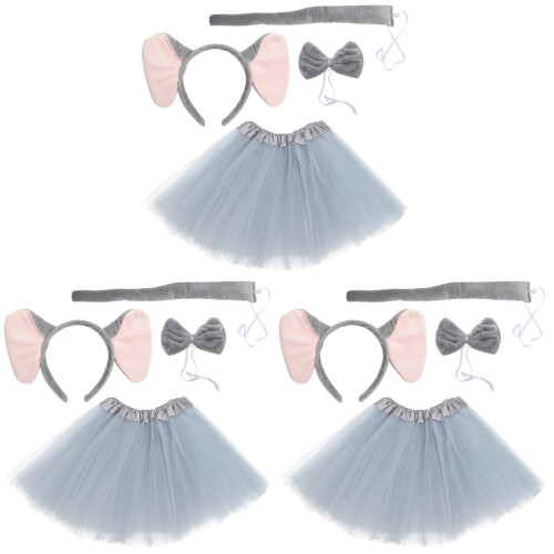 3 Sets Oren Hoofdband Stropdas En Tutu Rok Dier 2