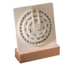 Calendário de Mesa Pequeno, Calendário Circular de Mesa Giratório com Base de Madeira, Mês, Semana, Dia, Exibição, Calendário de Roda