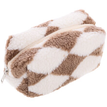 3Stk Weiche Makeup Bag Khaki Fluffy Kosmetikbeutel Mit Reißverschluss