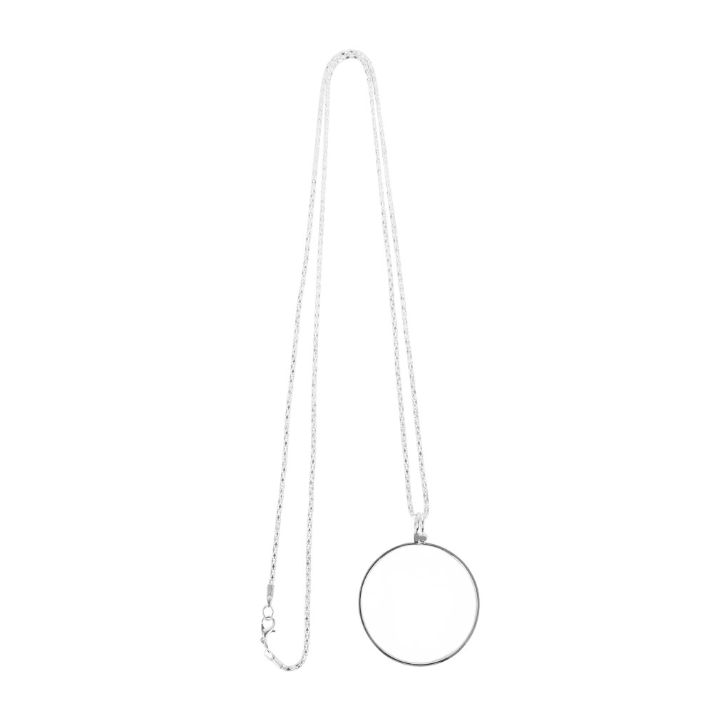 Iplusmile Silver 2Pcs Reading Magnifier Necklace 5X Glass Lens Portable Pendant