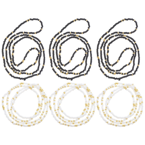 6Stk Elastische Bauchkette Glasperlen Sommer Beachwear
