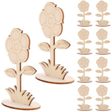 24Stk Unbearbeitete Holzblumen Beige Zum Bemalen Und Dekorieren