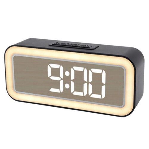 Mirror Night Light Alarm Clock Simple LED Digital Clock Student Loud Volume Bedside Clock Desktop Temperature Clock A