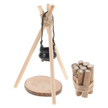 4 Sets Puppenhaus Kaminholz Mit Kochtopfhalterung