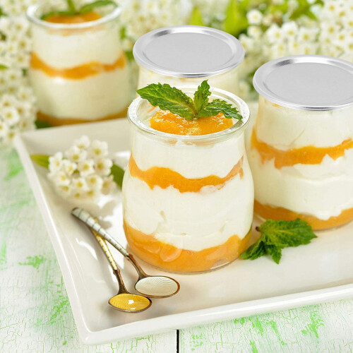 100 Pcs Regular Mouth 70MM Jar Canning Lids, Reusable Leak Proof Split-Type Silver Lids with Silicone Seals Rings 1