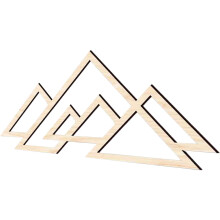 3Stk Beige Holz Berg Wanddeko Hohle Bergmuster Rustikal Für Wohnzimmer