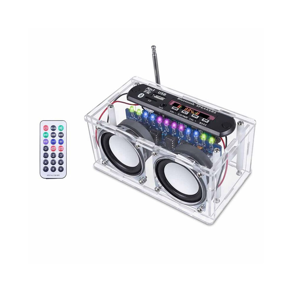 Diy Speaker Kit,Recording Function Fm Radio Soldering Practice Kit With Led Spectrum And Remote Control 6032125495182