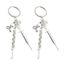 6 metall schlüsselanhänger mit thermometer, spritze design