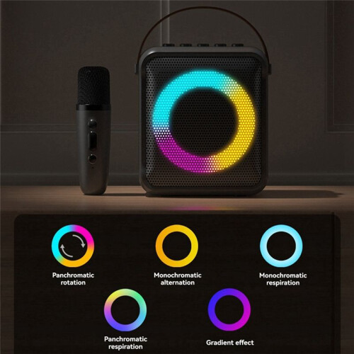 Multifunctionele  Audio Draagbare Microfoon Kleurrijke Led Sfeerlamp Thuis Karaoke Luidspreker 2 Microfoons 2