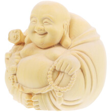 2Stk Holzgeschnitzte Maitreya Buddha Tischdekoration
