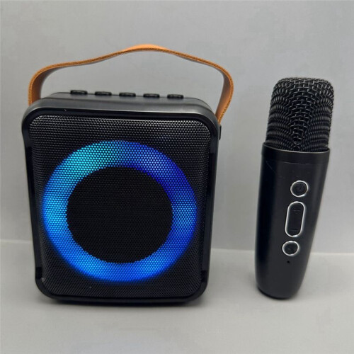 Multifunctionele  Audio Draagbare Microfoon Kleurrijke Led Sfeerlamp Thuis Karaoke Luidspreker 2 Microfoons 1