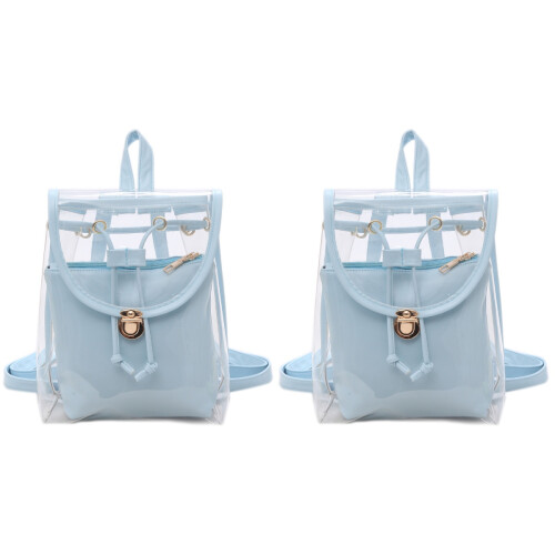 2Stk Rucksack Transparent Mit Mehrfachfächern PVC Leder 1