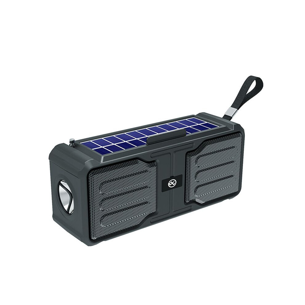 Solar Powered Speaker Wireless Stereo Speaker With Flashlight Tws Outdoor Subwoofer Tf/Fm Radio Black 6032447376329