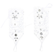 1Paar Kurze Spitzenhandschuhe Für Hochzeit Multicolor Polyester