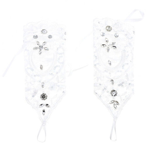 1Paar Kurze Spitzenhandschuhe Für Hochzeit Multicolor Polyester