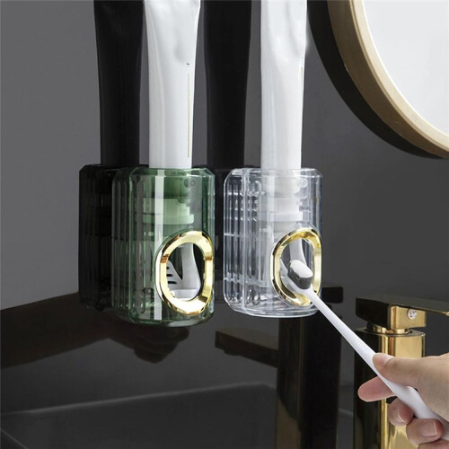 Light Luxury Toothpaste Squeezer, Accurate Automatic Toothpaste Squeezing Tool, Wall-Mounted Toothbrush Holder 1