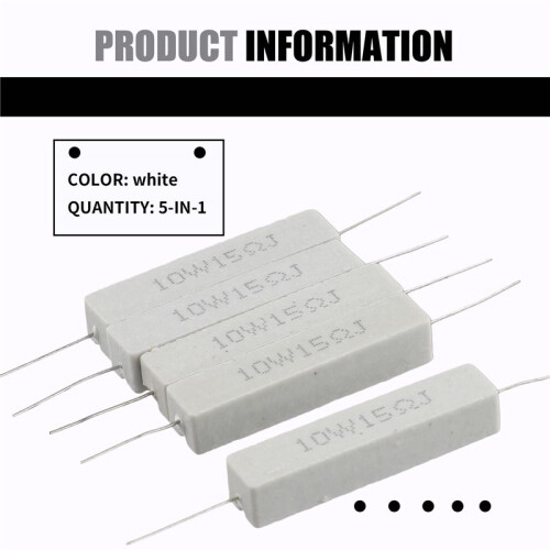 5 Pcs 10W Watt 15 ohm 5% Wirewound Ceramic Cement Resistor 2