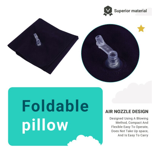 Double-sided Flocking Pillow Inflatable Portable Foldable Pillow for Camping/ Traveling/ Office 2