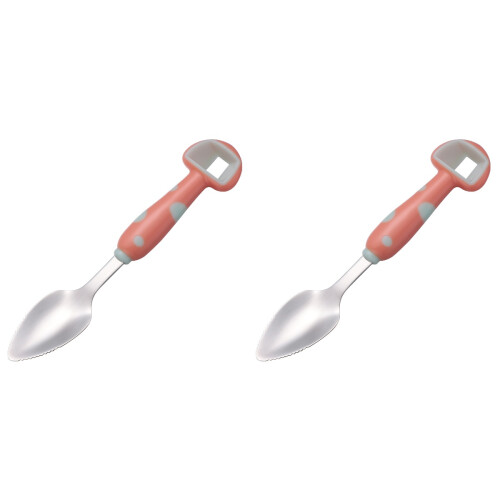 2Ud Cucharas Para De Bebé Acero Inoxidable Setas 1