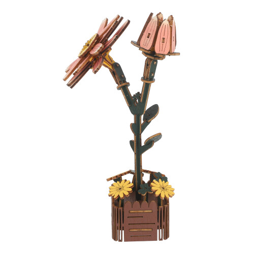 2Stk Holz Puzzle 3D DIY Blumenstrauß Bastelset 1