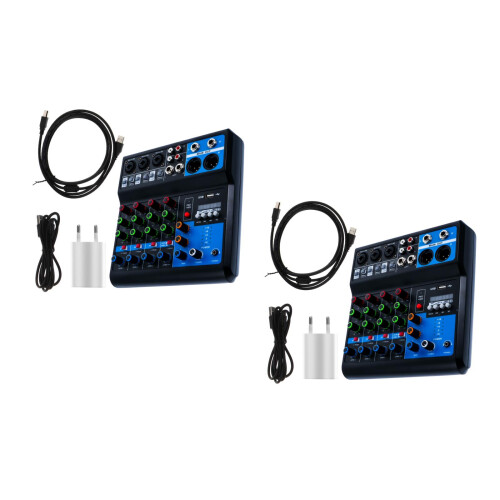 2Sets Wireless Audio Mixer 5-Kanal Mischkonsole Schwarz ABS Material 2