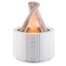 Simulated Flame Diffuser Bonfire Air Humidifier Ultrasonic Cool Mist Maker Fogger LED Essential Oil Lamp Difusor,White