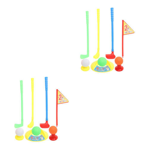 2Sets Kinder Golfs Speelgoedset Interactief Hout Kind Gekleurd 1