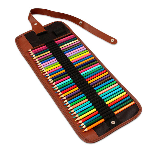 Rollup Pencil Case Canvas Organizer With 36 Slots Black 2