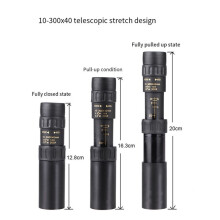 Metalen 10-300X40 Zoom HD Single-Tube Telescoop Lange Afstand Draagbare Professionele Telescoop Monoculair voor Buitenshuis Jagen