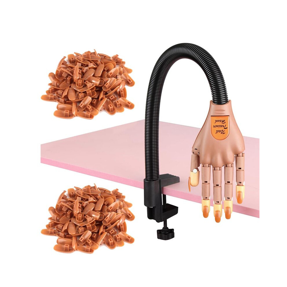 Acrylic Nails Flexible Practice Fake Hand,Nail Training Adjustable Finger Kits, Fake Nails Hands with 200 PCS Nail Tips