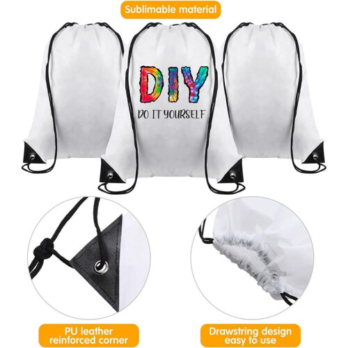 30Pcs Blank Sublimation Drawstring Bags Drawstring Backpack Bulk Heat Press Sublimation Bags Reusable Cinch Bag Sackpack 2