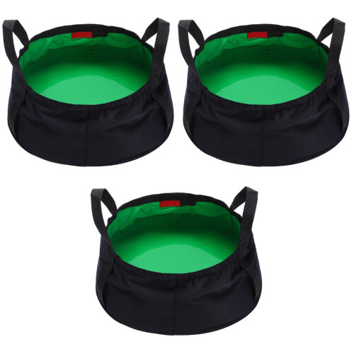 3Ud Cubeta Plegable Impermeable Verde Para Camping Pesca 2