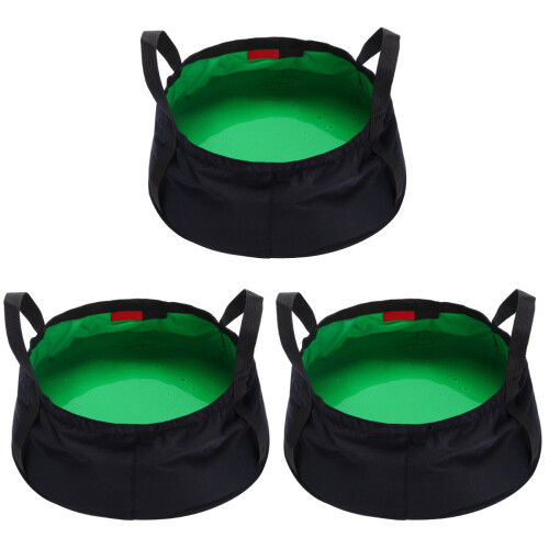 3Ud Cubeta Plegable Impermeable Verde Para Camping Pesca 1